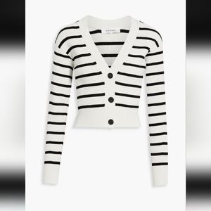 NWT FRAME Relaxed Striped Rib-Knit Cardigan